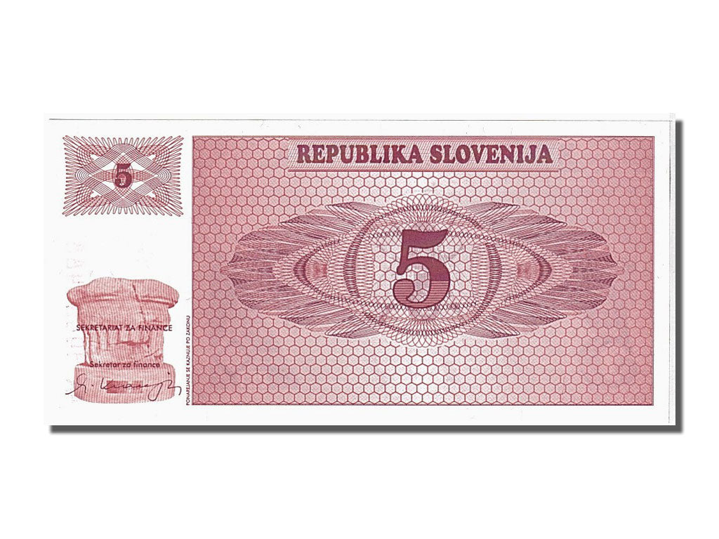 Billete, 5 (Tolarjev), 1990, Eslovenia, UNC