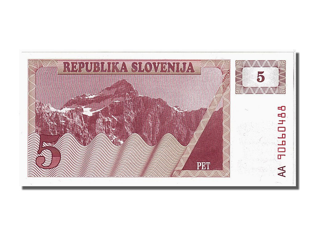 Billete, 5 (Tolarjev), 1990, Eslovenia, UNC