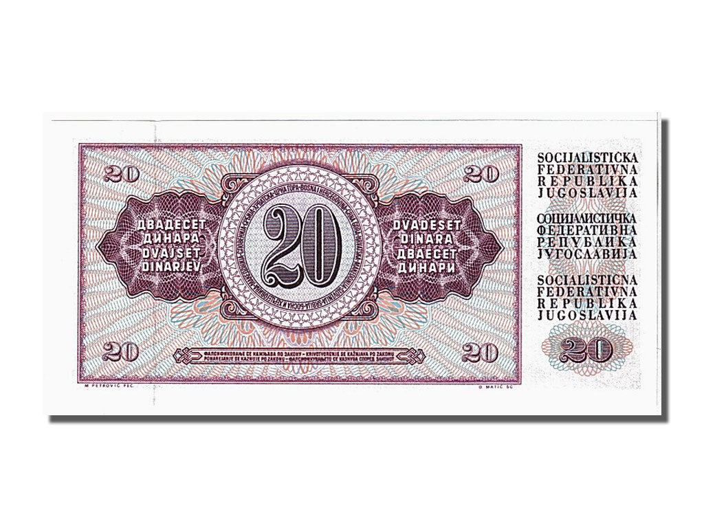 Banknot, Jugosławia, 20 Dinara, 1974, UNC(65-70)