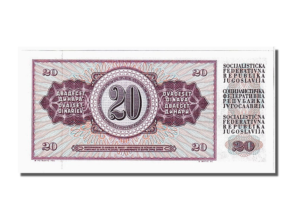 Banknote, Yugoslavia, 20 Dinara, 1974, UNC(65-70)