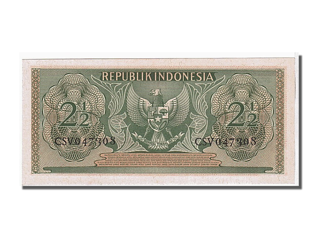 Banknote, Indonesia, 2 1/2 Rupiah, 1956, KM:75, UNC(65-70)