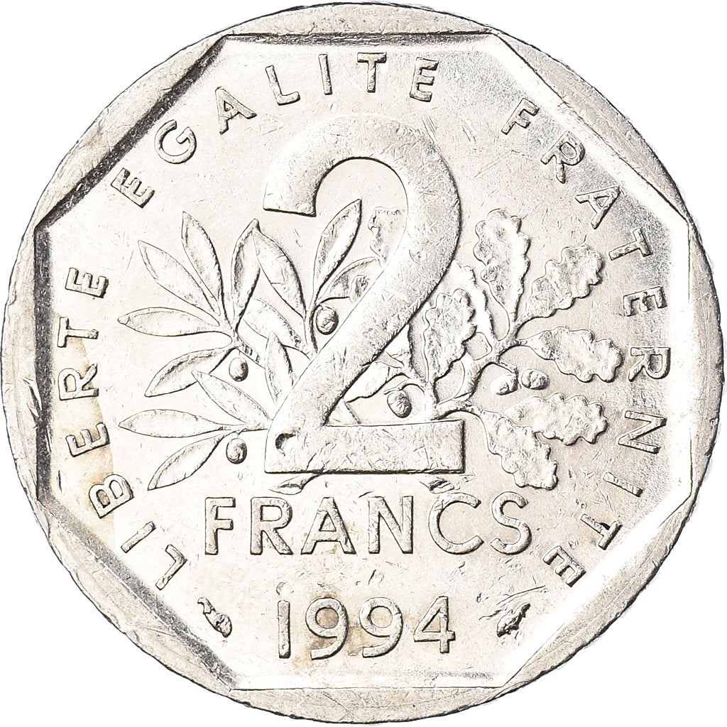 Moeda, França, 2 Francs, 1994