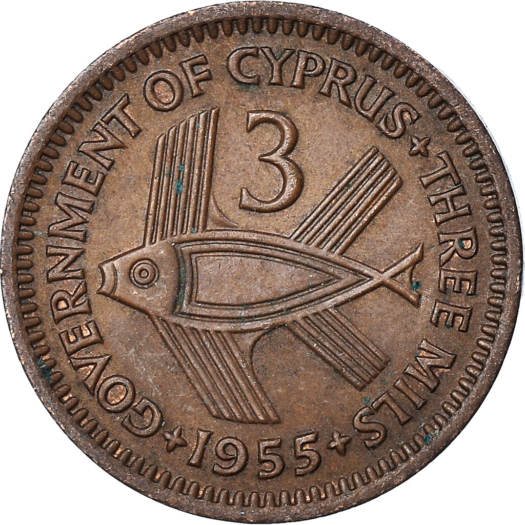 Moneta, Cypr, 3 Mils, 1955