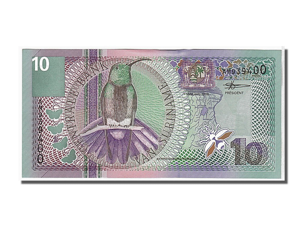 Banknote, Suriname, 10 Gulden, 2000, 2000-01-01, KM:147, UNC(65-70)