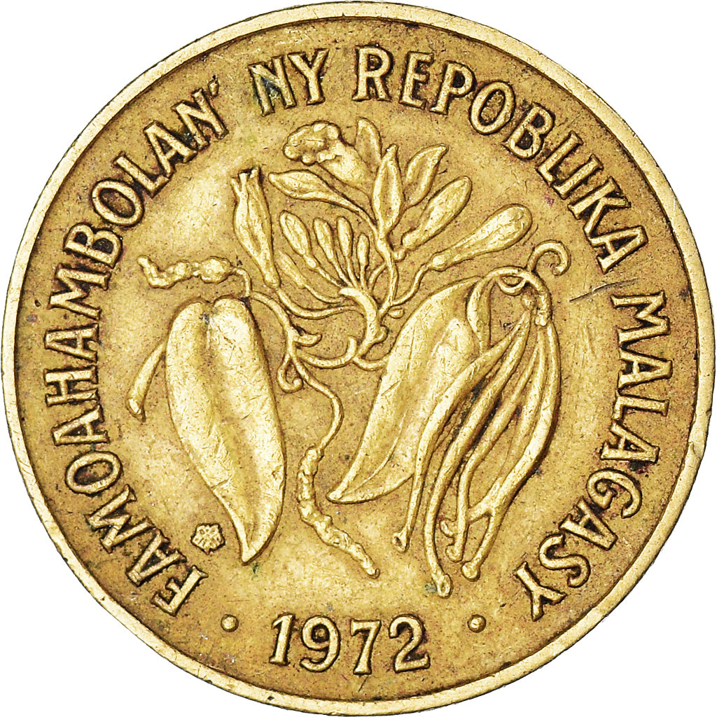 Coin, Madagascar, 10 Francs, 2 Ariary, 1972
