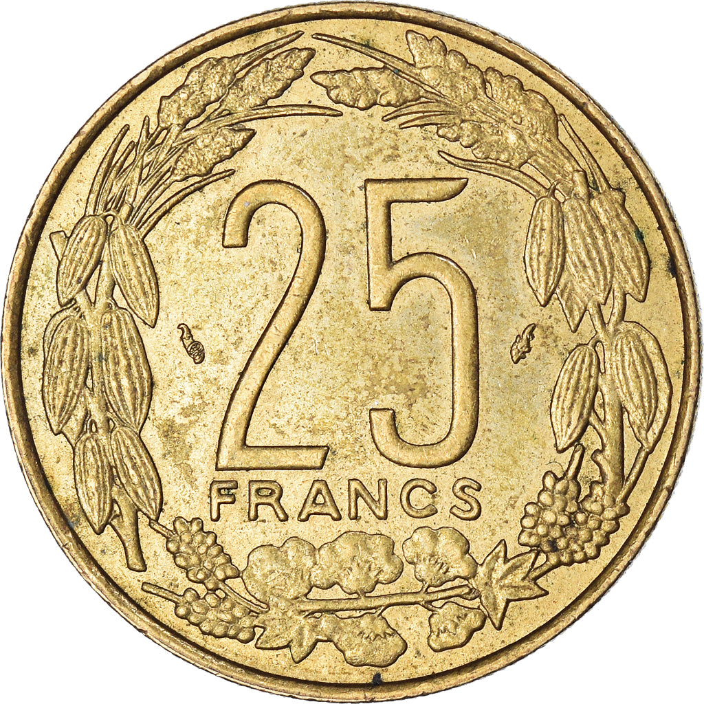 Coin, Central African States, 25 Francs, 1975