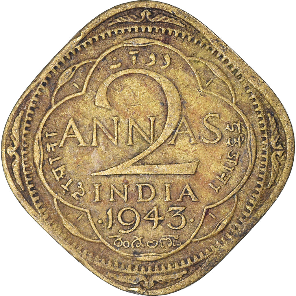 Coin, India, 2 Annas, 1943