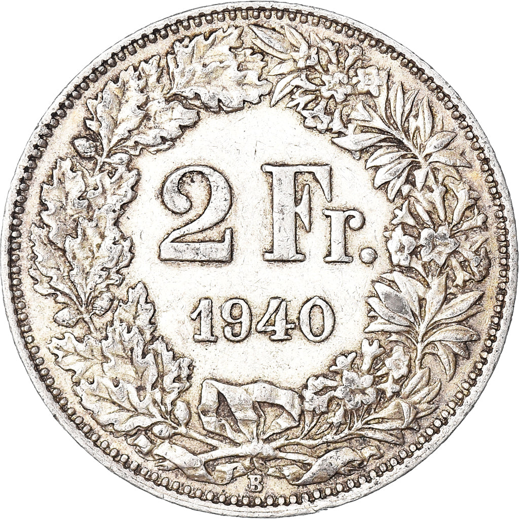 Coin, Switzerland, 2 Francs, 1940, Bern, EF(40-45), Silver, KM:21