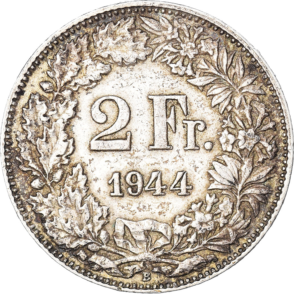 Münze, Schweiz, 2 Francs, 1944, Bern, SS, Silber, KM:21