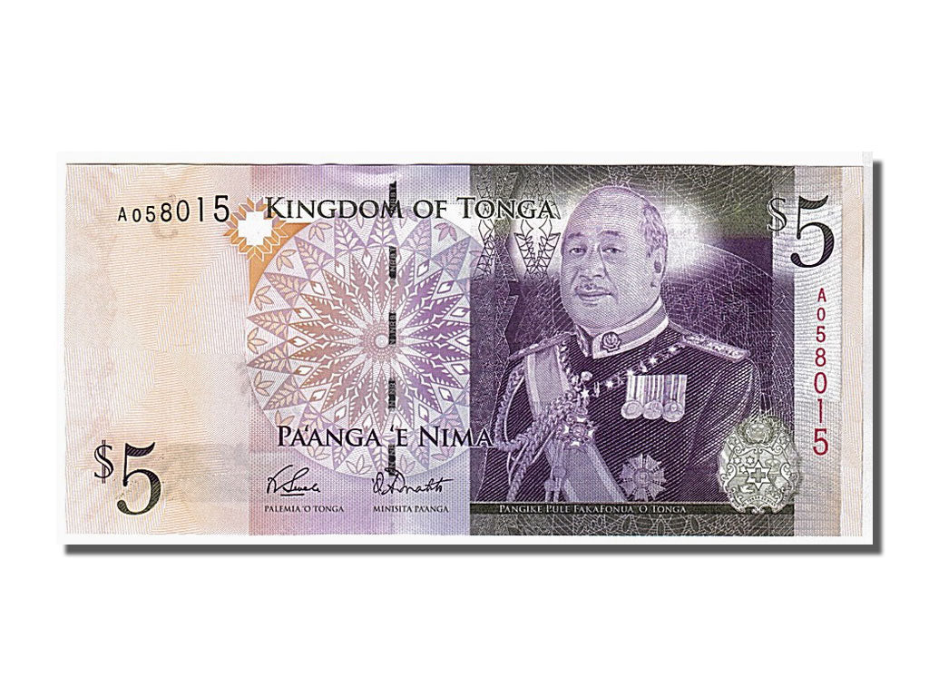 Banknote, Tonga, 5 Pa'anga, 2008, KM:39, UNC(65-70)