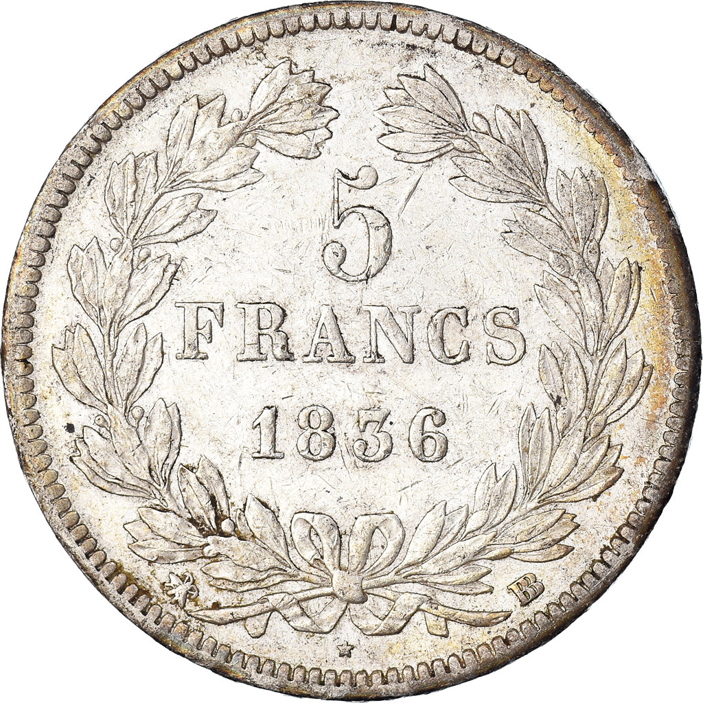 Coin, France, Louis-Philippe, 5 Francs, 1836, Strasbourg, AU(50-53), Silver
