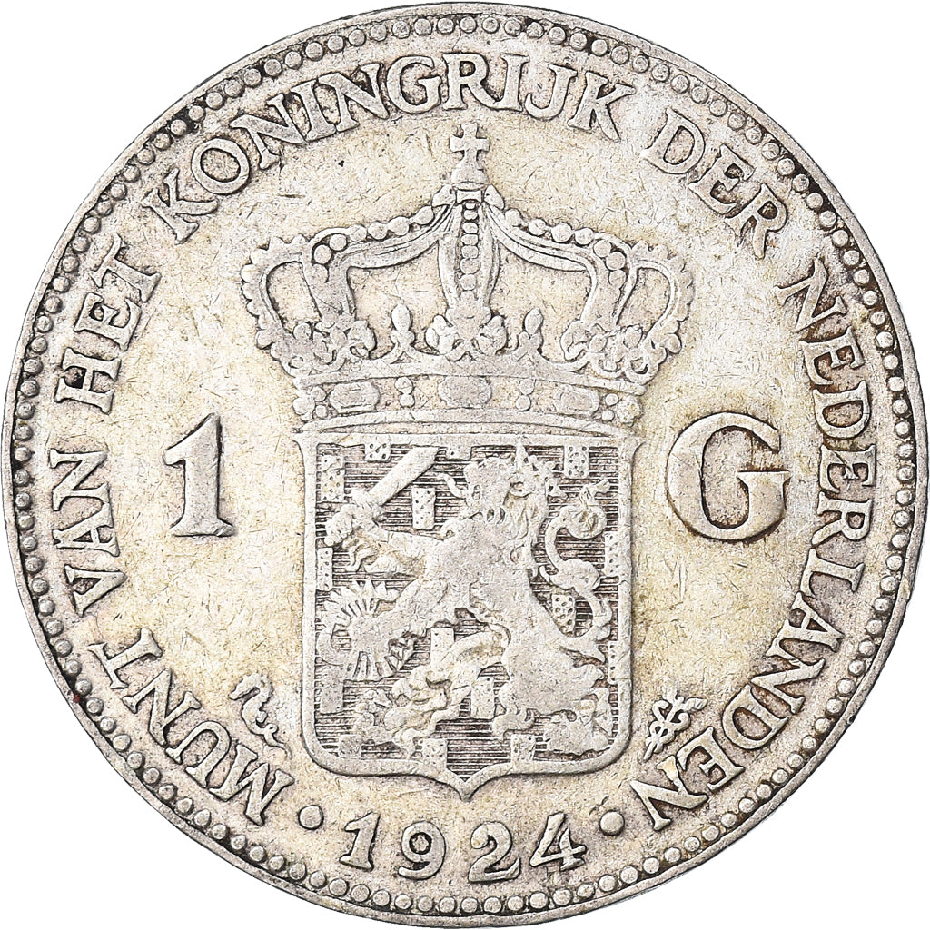 Coin, Netherlands, Wilhelmina I, Gulden, 1924, VF(30-35), Silver, KM:161.1