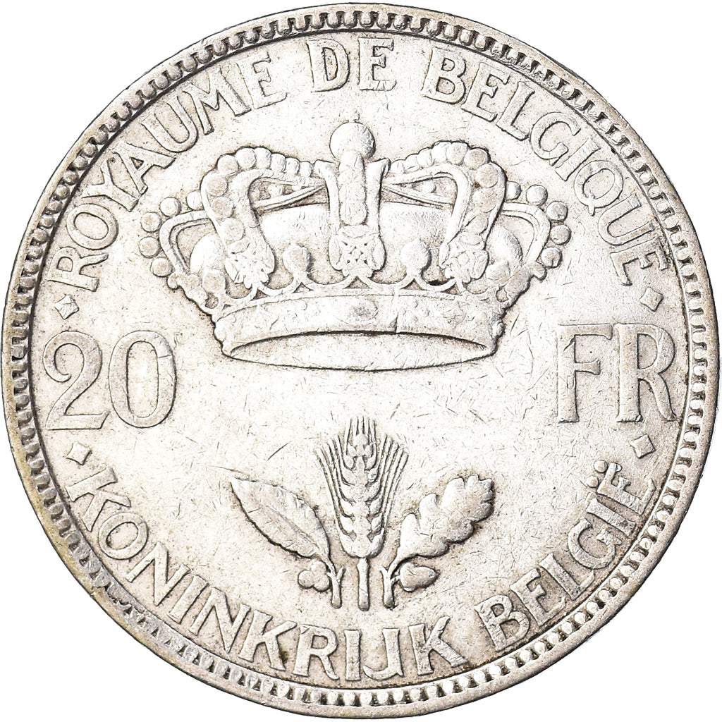 Münze, Belgien, 20 Francs, 20 Frank, 1935, SS, Silber, KM:105