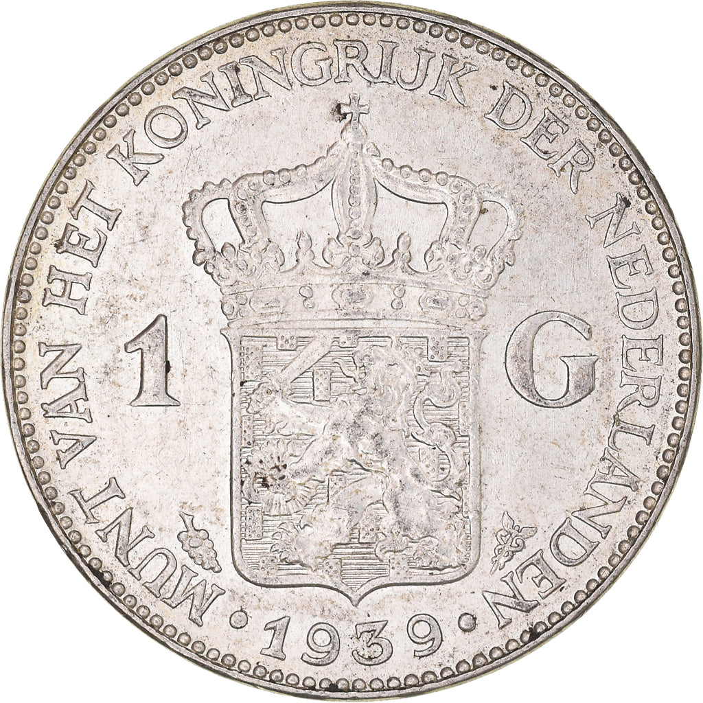 Moneda, Países Bajos, Wilhelmina I, Gulden, 1939, Utrecht, MBC+, Plata