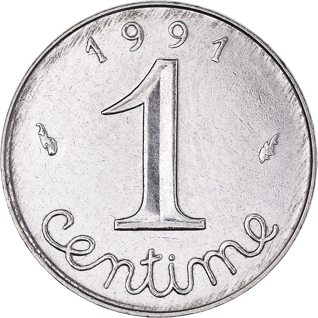 Coin, France, Épi, Centime, 1991, Paris, EF(40-45), Stainless Steel, KM:928