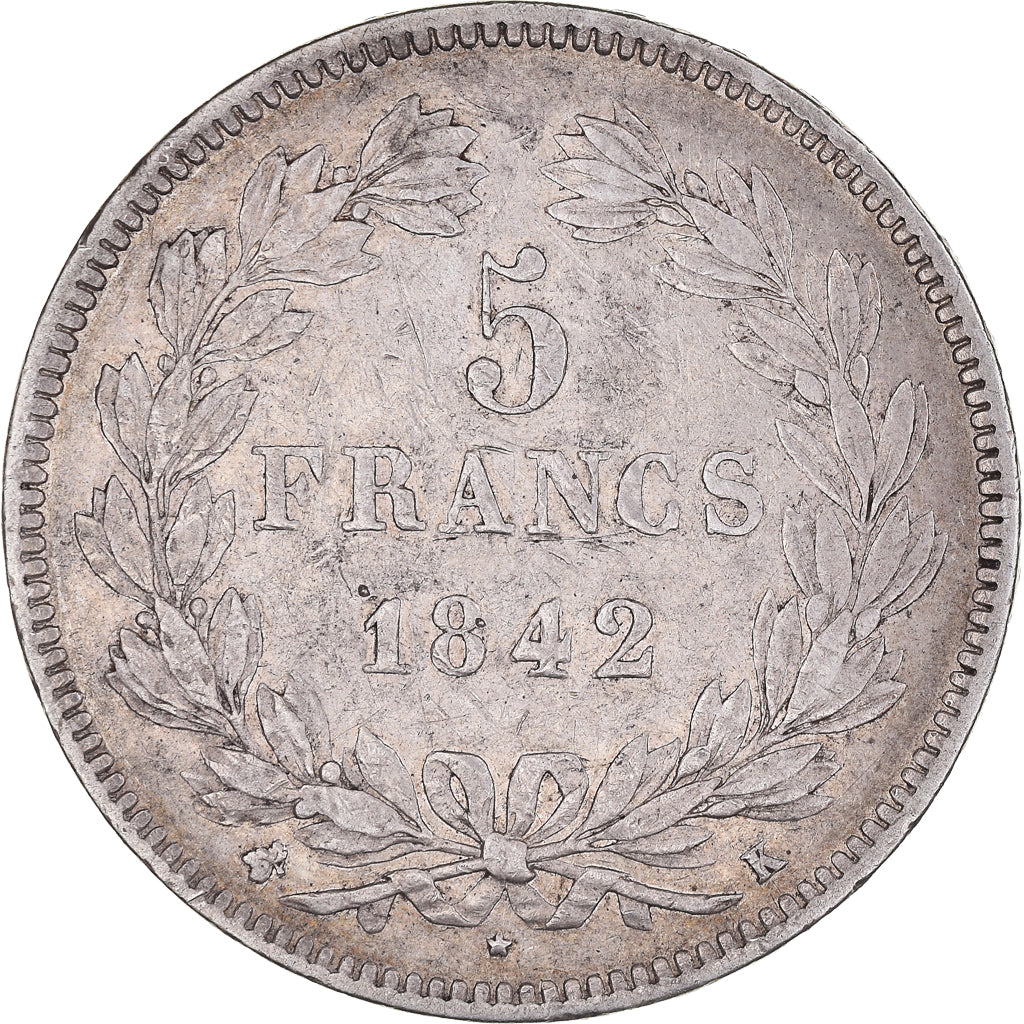 Monnaie, France, Louis-Philippe, 5 Francs, 1842, Bordeaux, TB+, Argent, KM:749.7