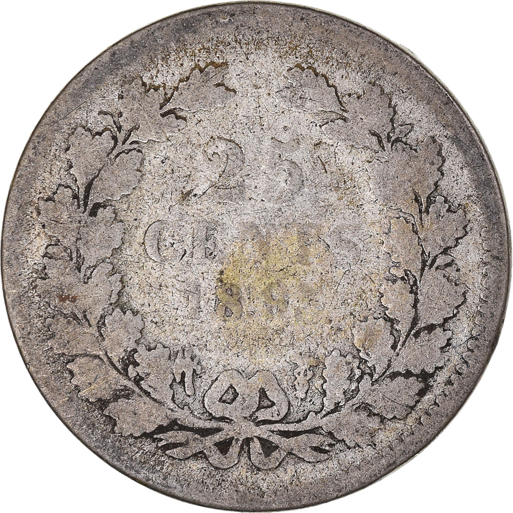 Moeda, Países Baixos, 25 Cents, 189[?], Utrecht, F(12-15), Prata