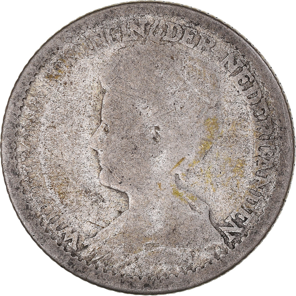 Coin, Netherlands, Wilhelmina I, 25 Cents, 1910, Utrecht, VF(20-25), Silver