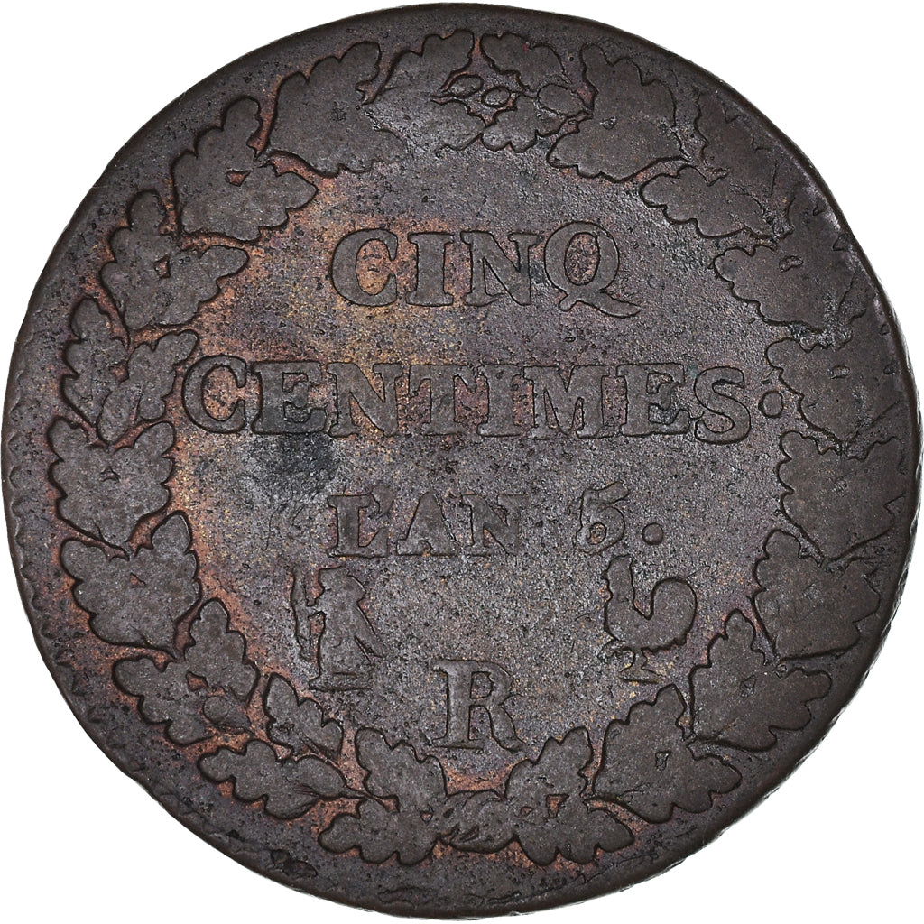 Coin, France, Dupré, 5 Centimes, AN 5, Orléans, VF(20-25), Bronze, KM:640.9
