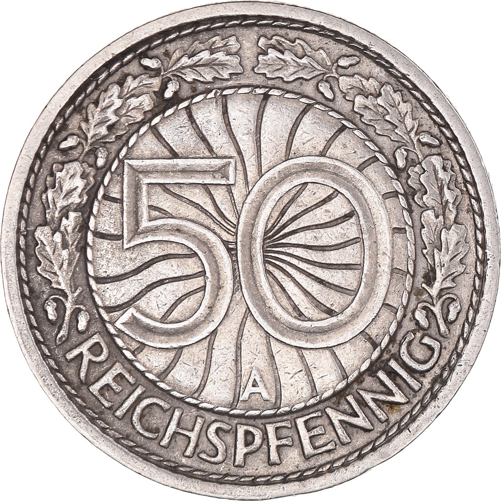 Moneta, NIEMCY, REP. WEIMARSKA, 50 Reichspfennig, 1928, Berlin, AU(55-58)