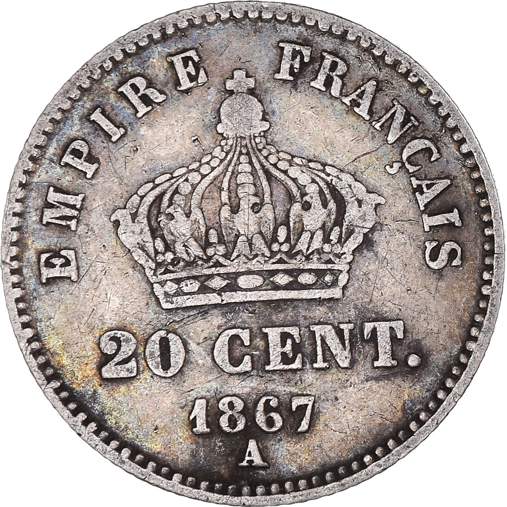 Coin, France, Napoleon III, Napoléon III, 20 Centimes, 1867, Paris, VF(30-35)
