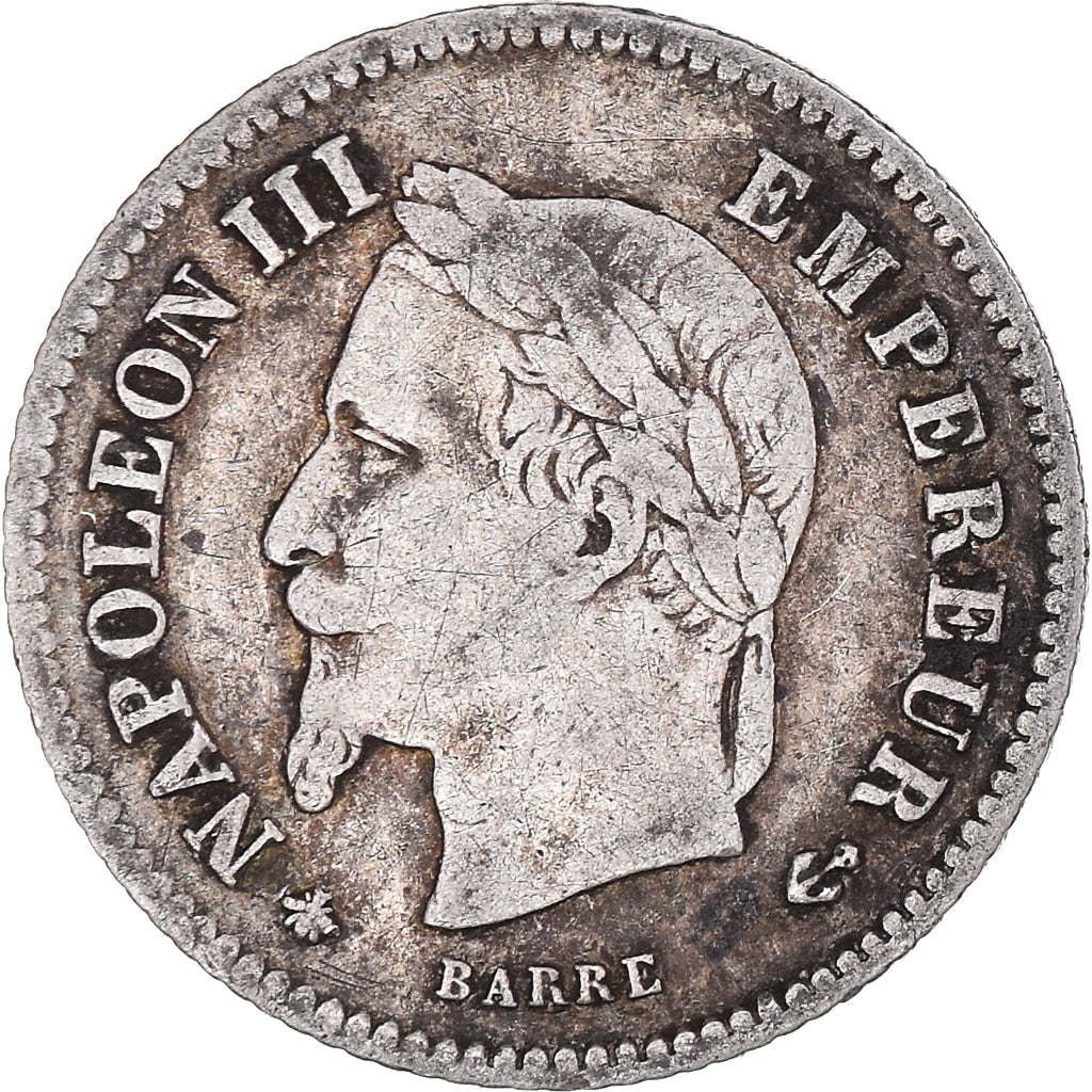 Moneda, Francia, Napoleon III, Napoléon III, 20 Centimes, 1867, Paris, BC+