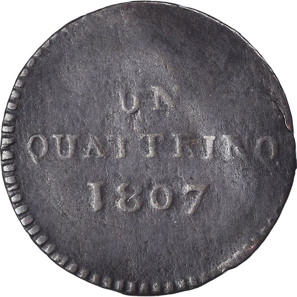 Moneda, Estados italianos, Charles-Louis de Bourbon, Quattrino, 1806, BC+, Cobre