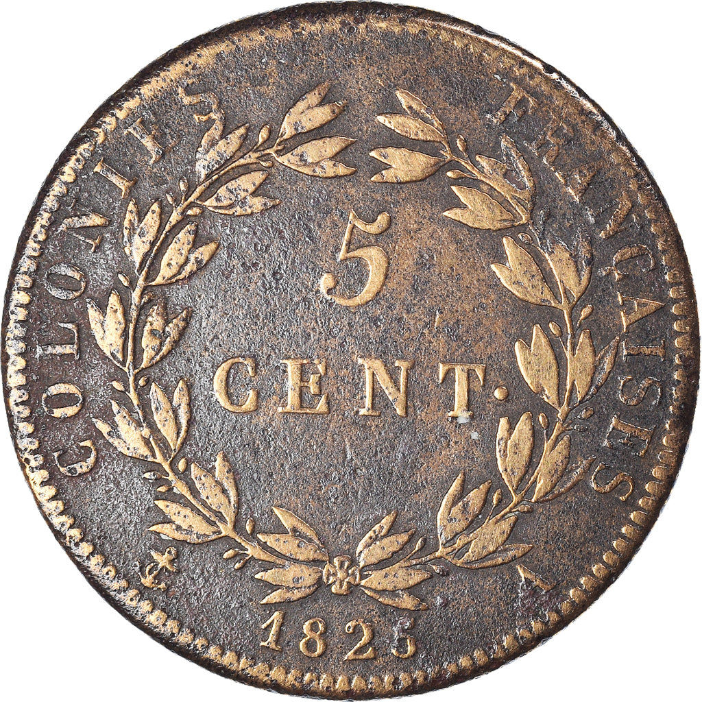 Monnaie, Colonies françaises, Charles X, 5 Centimes, 1825, Paris, TTB, Bronze