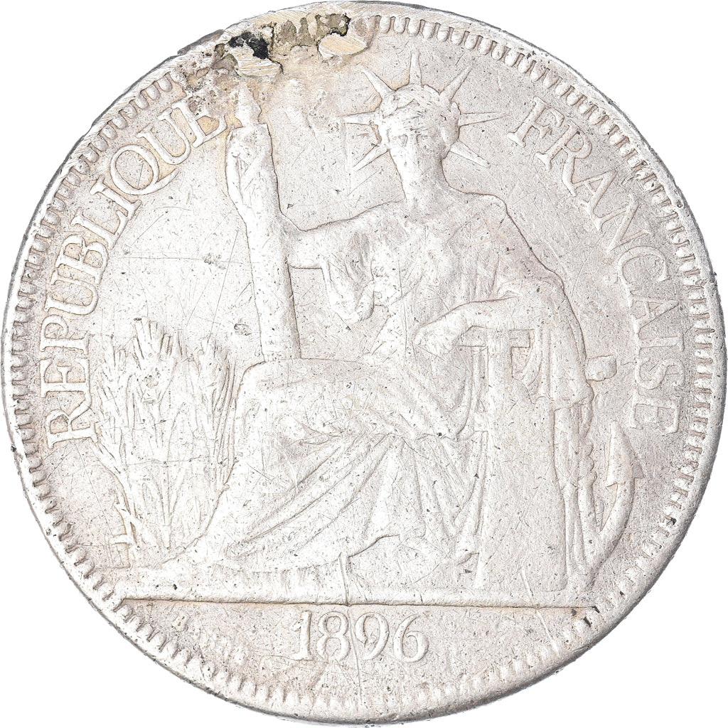 Munten, FRANS INDO-CHINA, Piastre, 1896, Paris, FR+, Zilver, KM:5a.1
