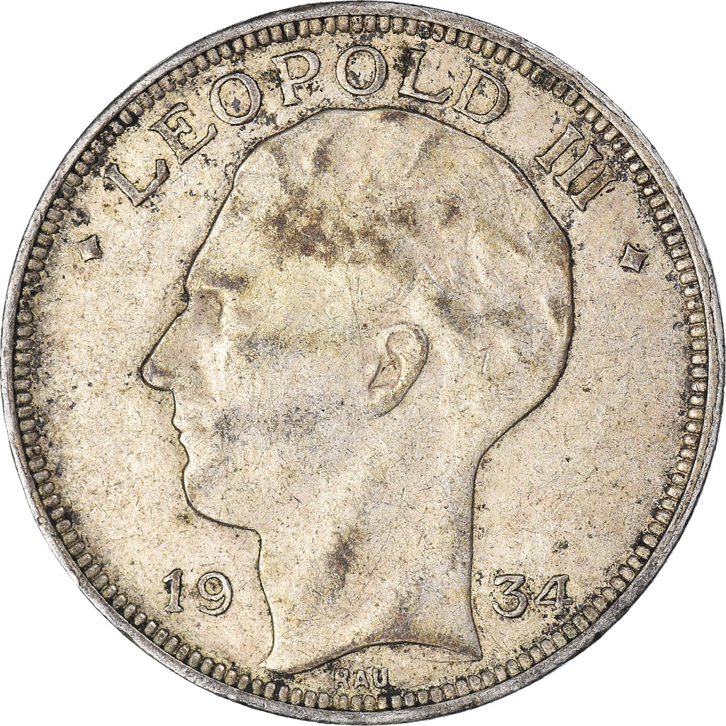 Coin, Belgium, Leopold III, 20 Francs, 20 Frank, 1934, Brussels, VF(30-35)