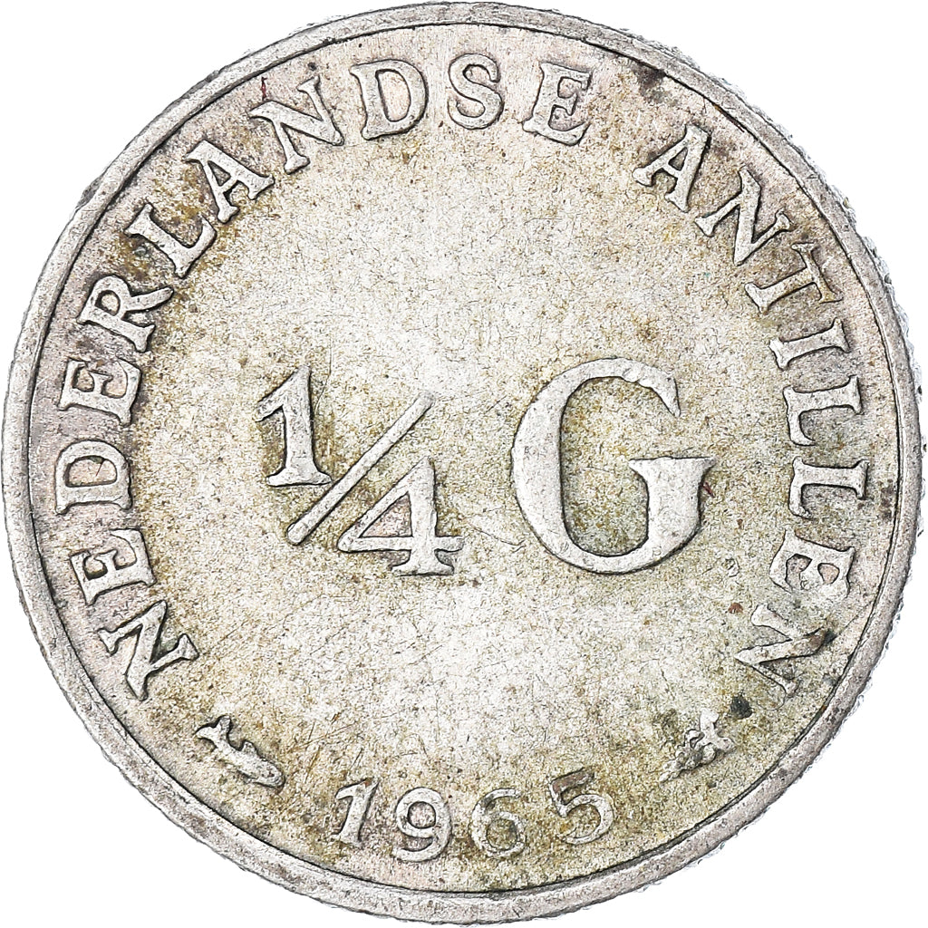 Munten, Nederlandse Antillen, Juliana, 1/4 Gulden, 1965, Utrecht, ZF, Zilver
