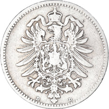 Coin, GERMANY - EMPIRE, Wilhelm I, Mark, 1881, Munich, VF(30-35), Silver, KM:7