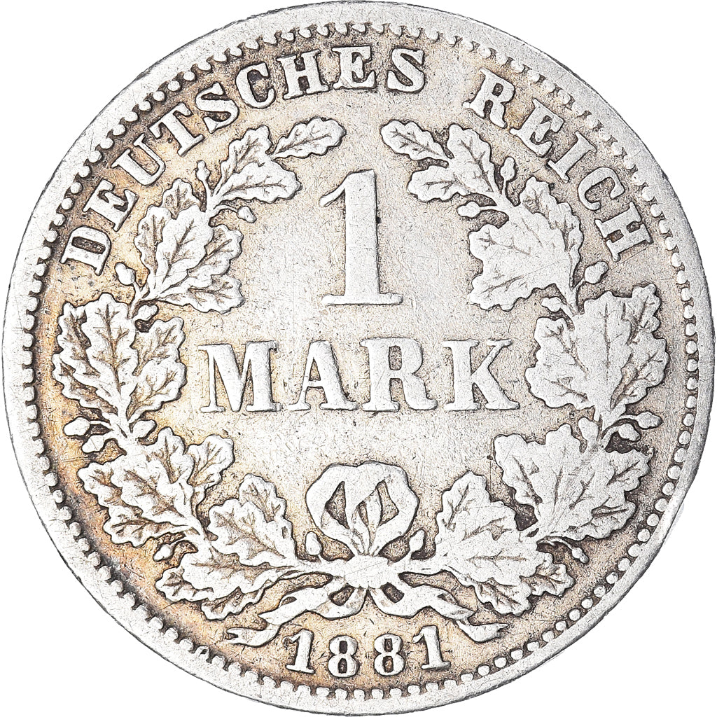 Coin, GERMANY - EMPIRE, Wilhelm I, Mark, 1881, Munich, VF(30-35), Silver, KM:7