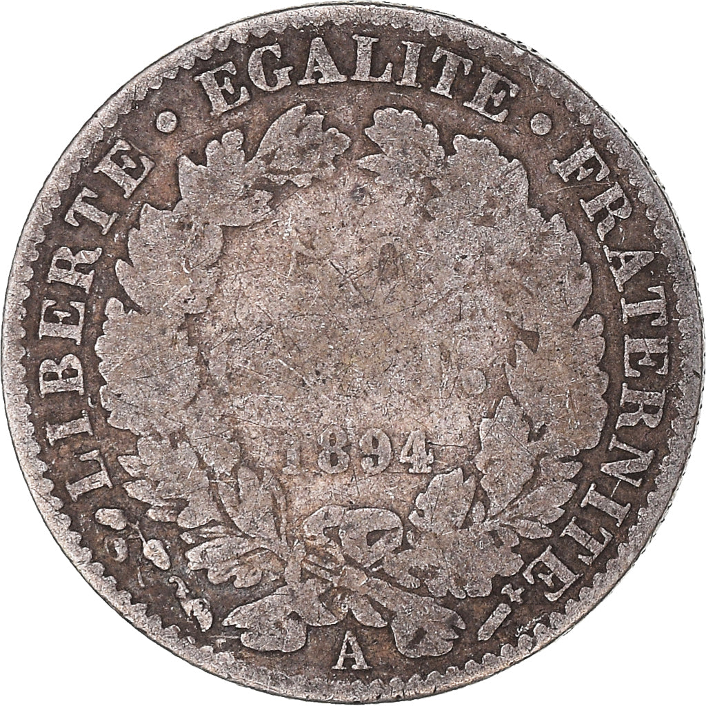 Monnaie, France, Cérès, 50 Centimes, 1894, Paris, B+, Argent, Gadoury:419a