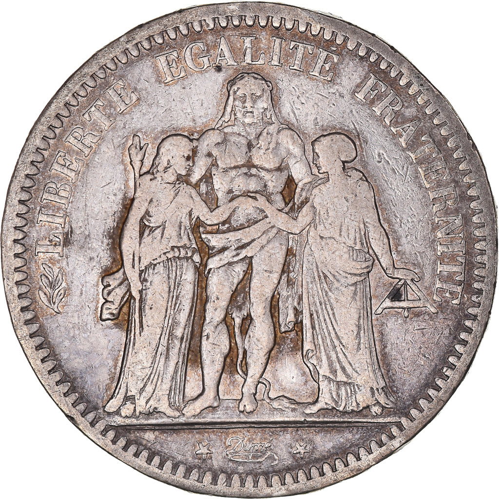 Moneta, Francja, Hercule, 5 Francs, 1848, Paris, VF(30-35), Srebro, KM:756.1