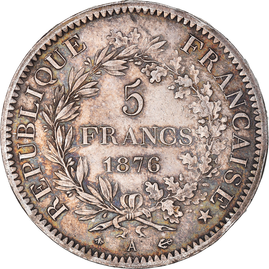 Munten, Frankrijk, Hercule, 5 Francs, 1876, Paris, ZF, Zilver, KM:820.1