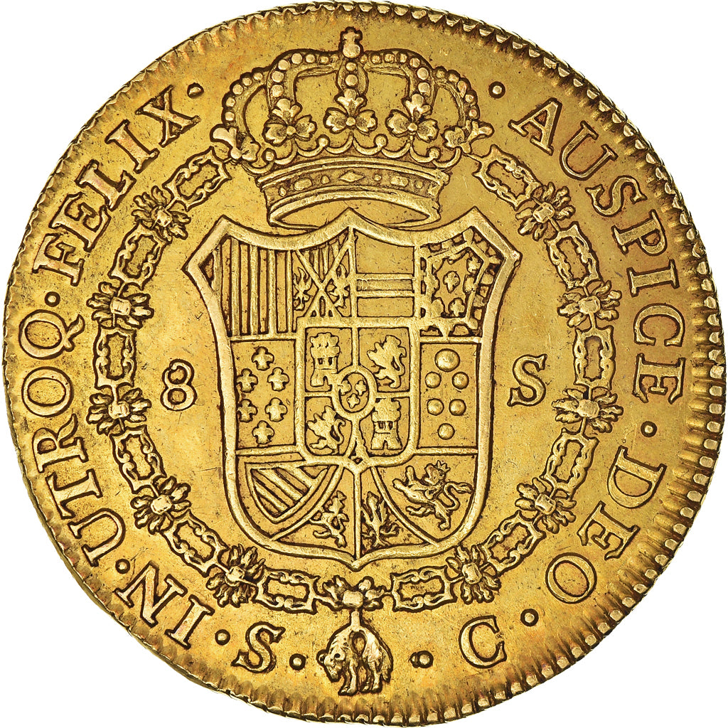 España, Charles III, 8 Escudos, 1786, Seville, Oro, MBC