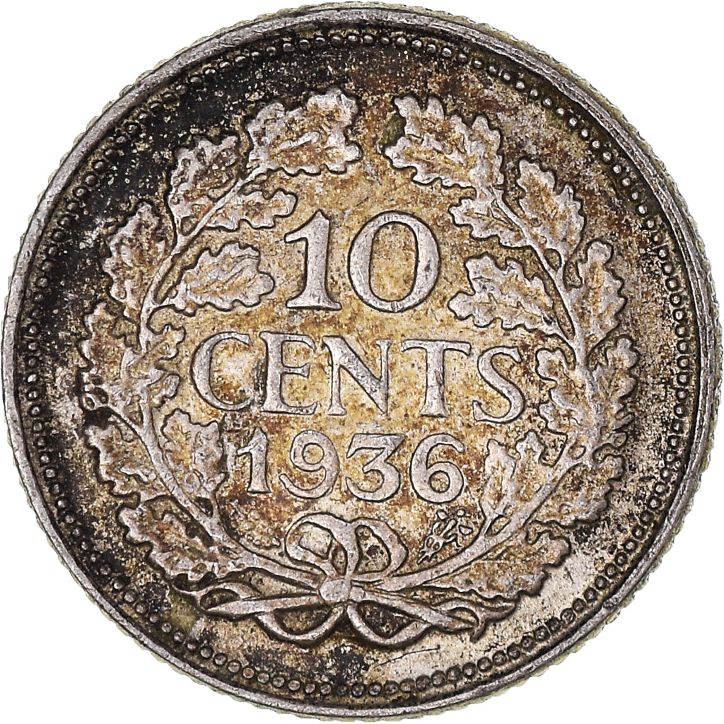 Monnaie, Pays-Bas, Wilhelmina I, 10 Cents, 1936, Utrecht, TTB, Argent, KM:163