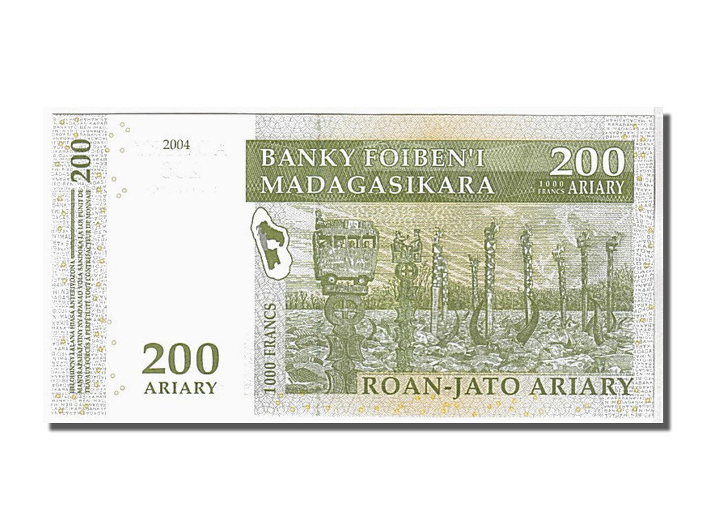 Banknote, Madagascar, 200 Ariary, 2004, KM:87b, UNC(65-70)