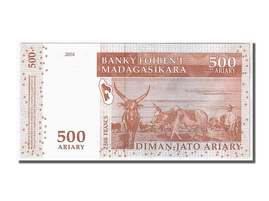 Banknote, Madagascar, 500 Ariary, 2004, KM:88b, UNC(65-70)