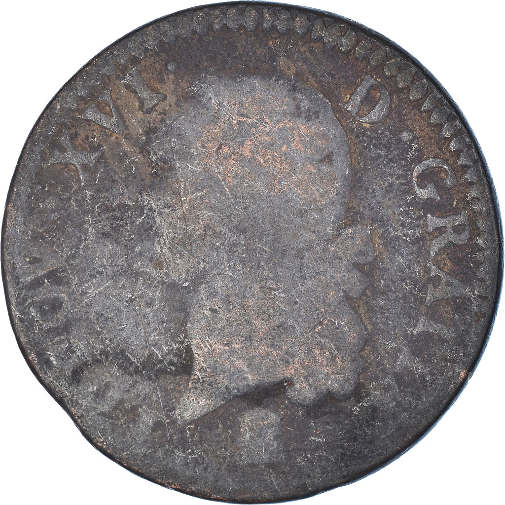 Moneta, Francja, Louis XVI, Sol, Bordeaux, VF(20-25), Miedź, Gadoury:350