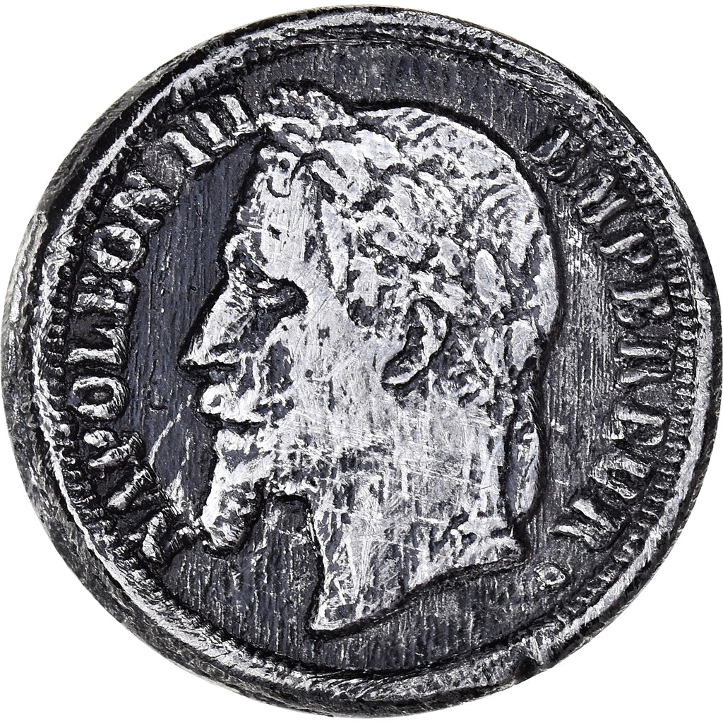 Francia, zeton, Napoléon III, scène érotique sur un module de 1 franc, BC+