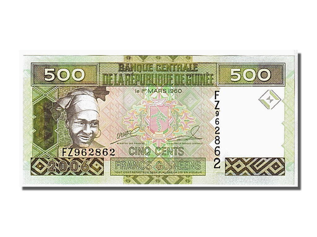 Banknote, Guinea, 500 Francs, 2006, UNC(65-70)