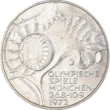 Moneda, ALEMANIA - REPÚBLICA FEDERAL, 10 Mark, 1972, Munich, EBC, Plata, KM:133