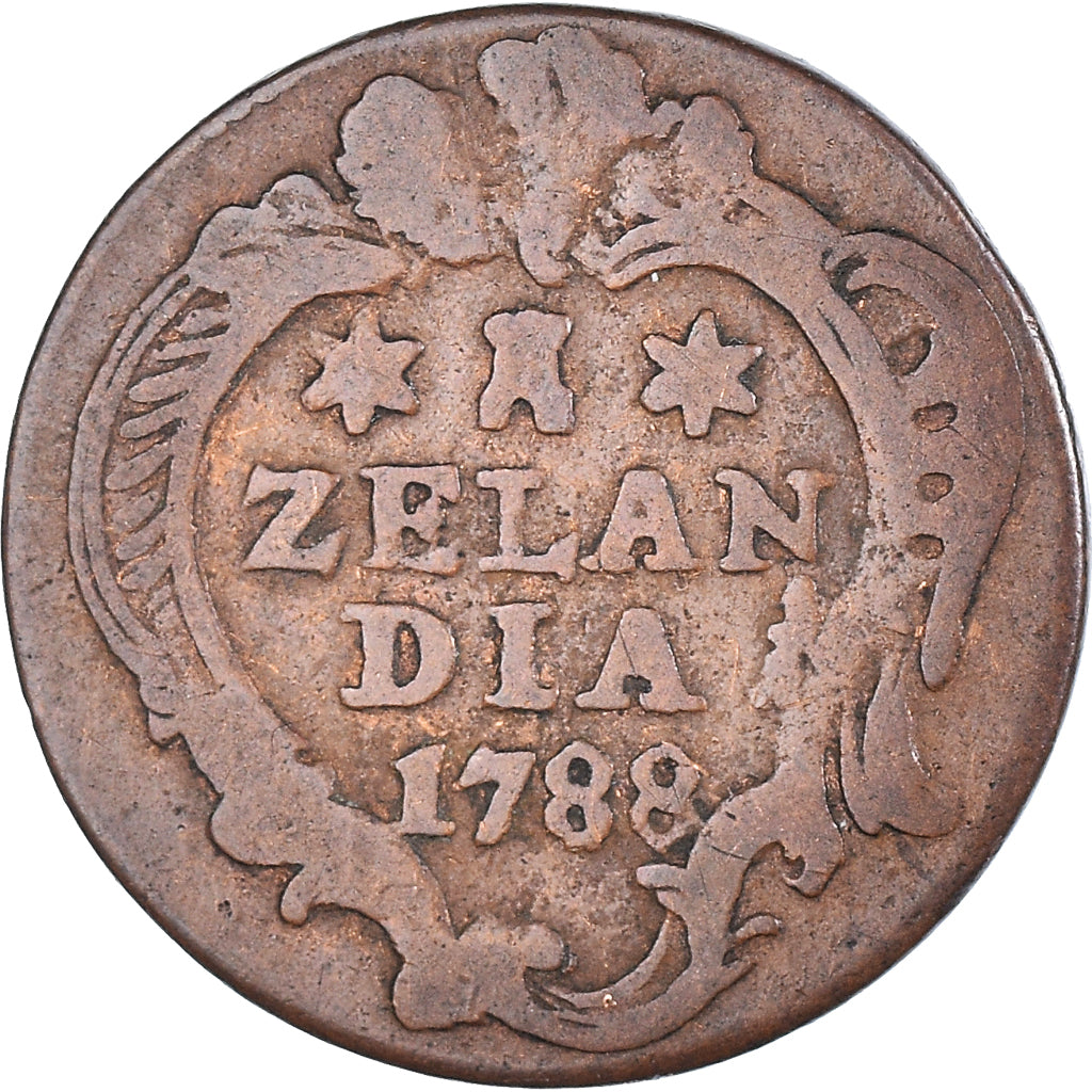 Coin, Netherlands, ZEELAND, Duit, 1788, Middelbourg, VF(20-25), Copper, KM:101.1