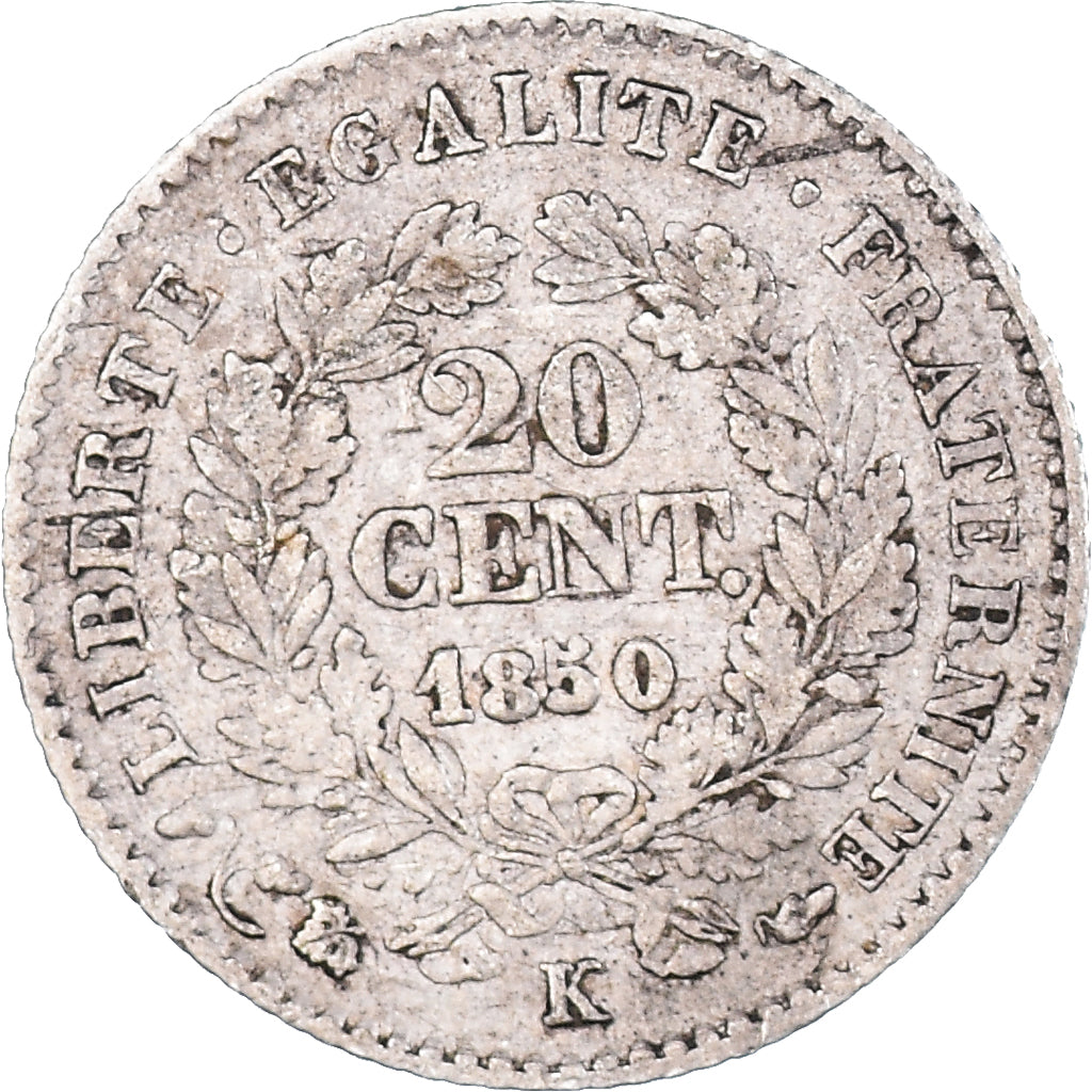Coin, France, Cérès, 20 Centimes, 1850, Bordeaux, VF(30-35), Silver, KM:758.3