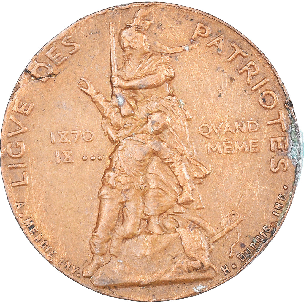 France, Token, Ligue des Patriotes, 1882, Mercié, EF(40-45), Bronze