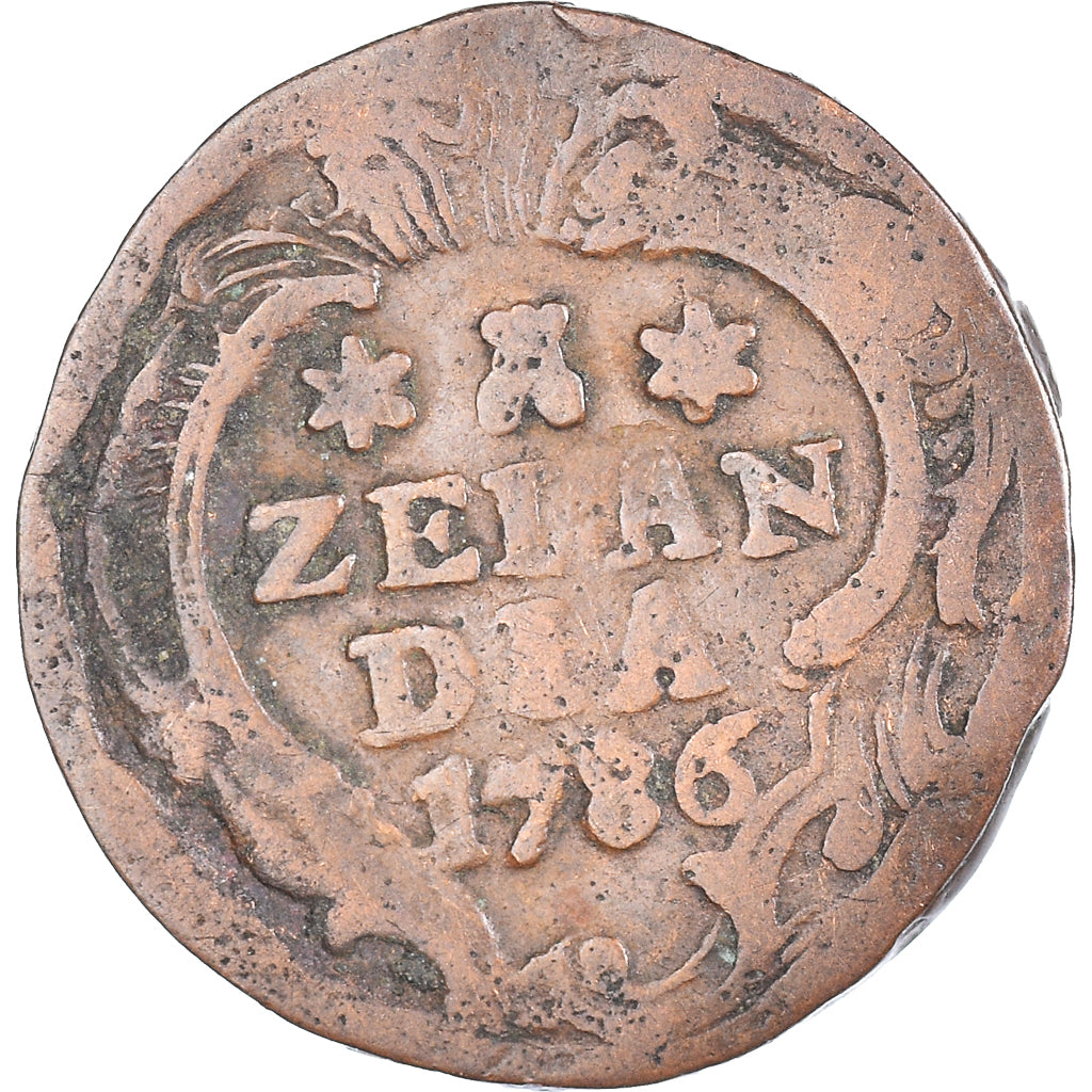 Coin, Netherlands, ZEELAND, Duit, 1786, Middelbourg, VF(20-25), Copper, KM:101.1