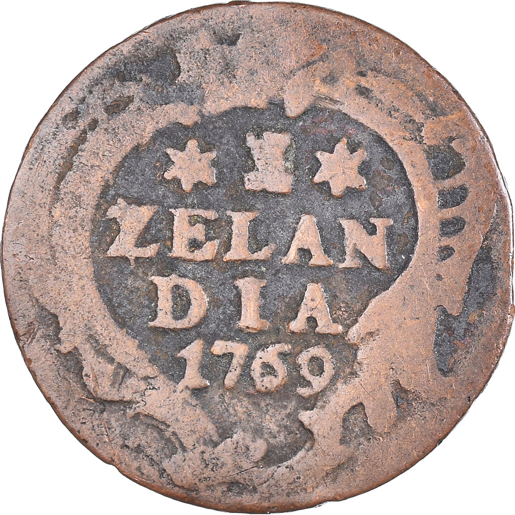 Moneda, Países Bajos, ZEELAND, Duit, 1769, Middelbourg, BC+, Cobre, KM:101.1