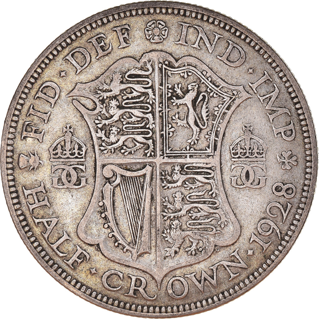 Moneta, Gran Bretagna, George V, 1/2 Crown, 1928, MB+, Argento, KM:835
